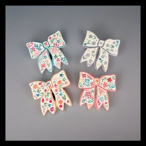 Prima Design Drinkware Figural Bow Coasters 4pc Coquette Set Of 4 Flowers Design